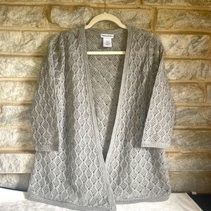 Reunited Clothing Gray Crochet Cardigan Size L